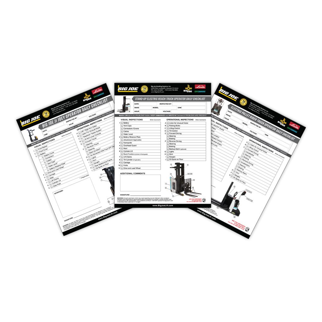 Equipment checklists on a white background