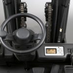 Thumbnail of http://Close%20up%20of%20steering%20wheel%20and%20dashboard%20of%20Unicarriers%20TX30%203%20Wheel%20Forklift%20on%20White%20Background