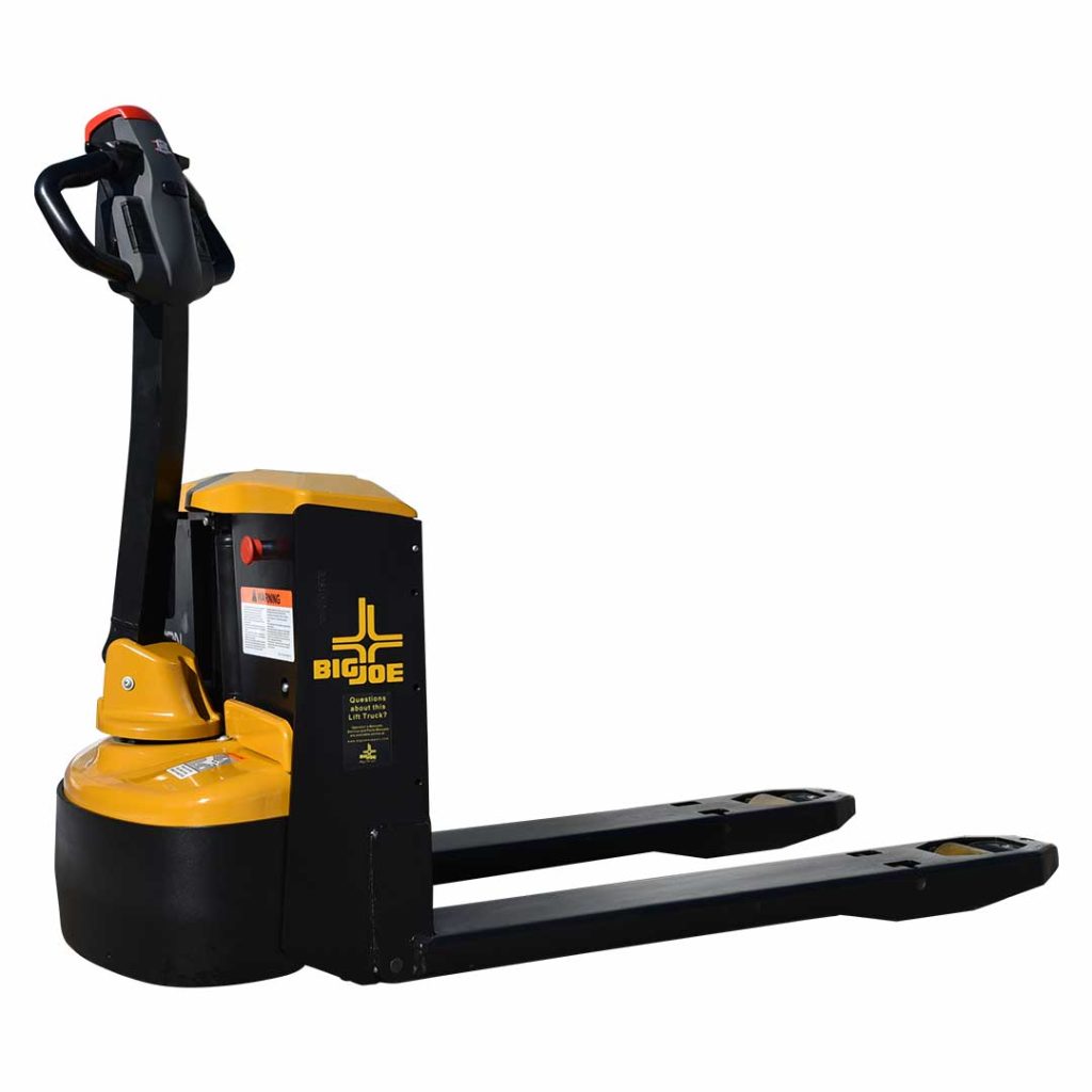 A Big Joe LPT44 Electric Pallet Jack on a White Background