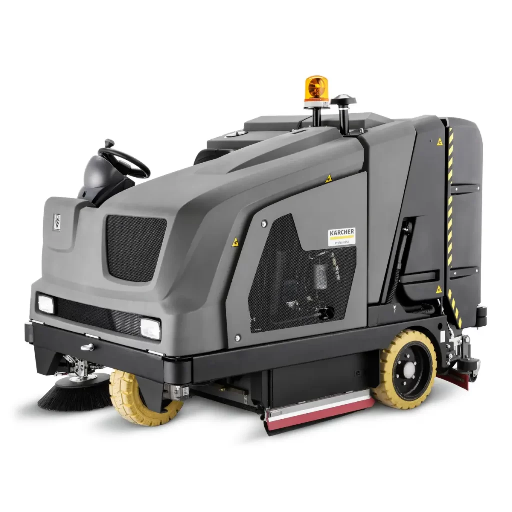 Frontal View of a Karcher B300 Sweeper Scrubber on a White Background