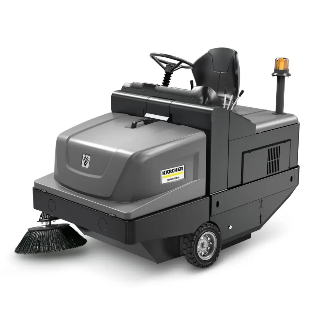 Front View of a Karcher KM 105 Sweeper On a White Background