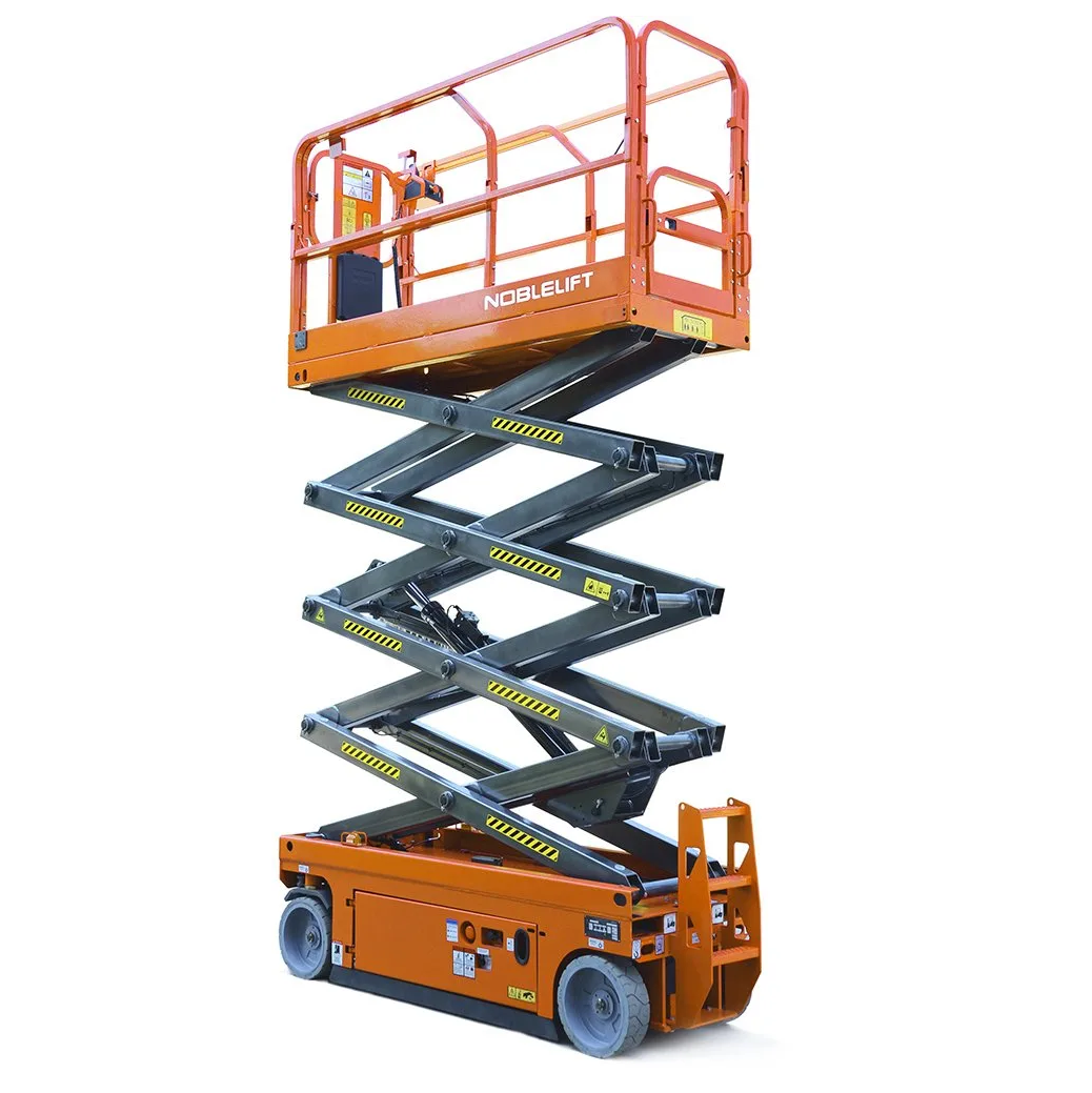 A noblelift scissor lift on a white background