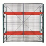 Thumbnail of http://A%20hinged%20pallet%20rack%20enclosure%20surrounding%20a%20single%20bay%20of%20empty%20pallet%20racking%20on%20a%20white%20background