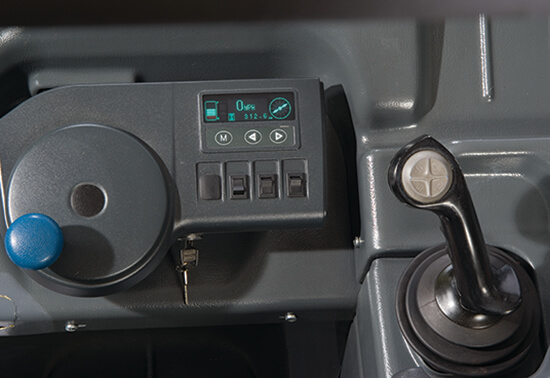 The control panel of a Unicarriers SRX Reach Truck 